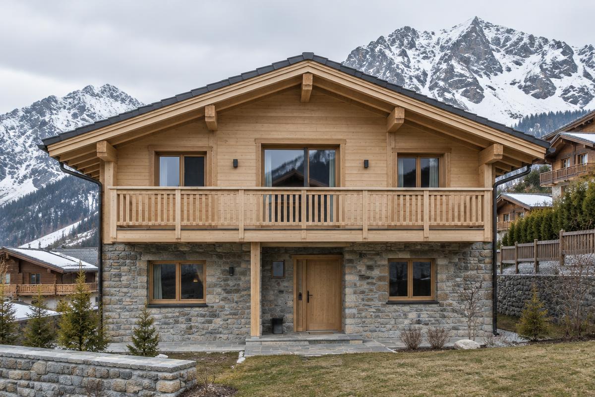 Illustration of an alpine chalet, not property AD-1158